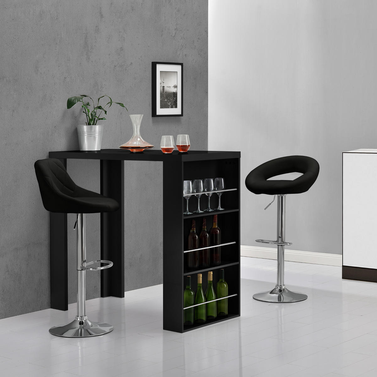 BARTISCH Bonn - Schwarz, Holzwerkstoff (57/117/106cm) - [en.casa]