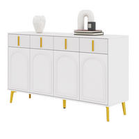 SIDEBOARD 140/38/82 cm Weiß aus MDF mit goldfarbenen Griffen und Beinen - Weiß, Holzwerkstoff (38/82/140cm) - OKMYHOME
