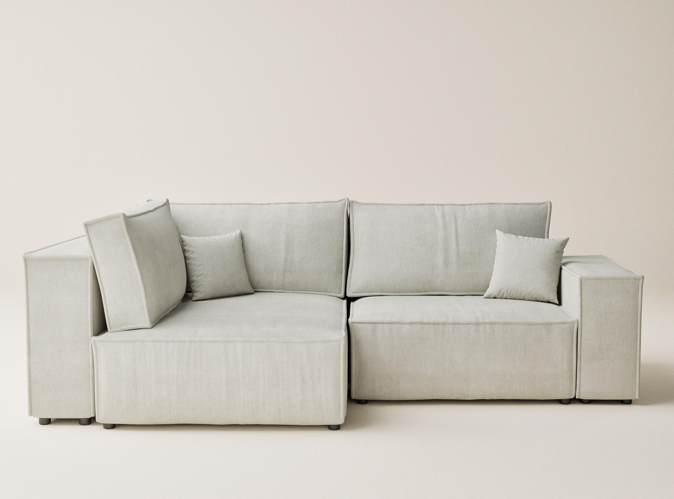 Thumbnail - Maison de Reve Ecksofa, Creme, Textil, Holz, Holzwerkstoff, Kiefer, 3-Sitzer, Füllung: Schaumstoff, 253x105 cm, Hergeste...