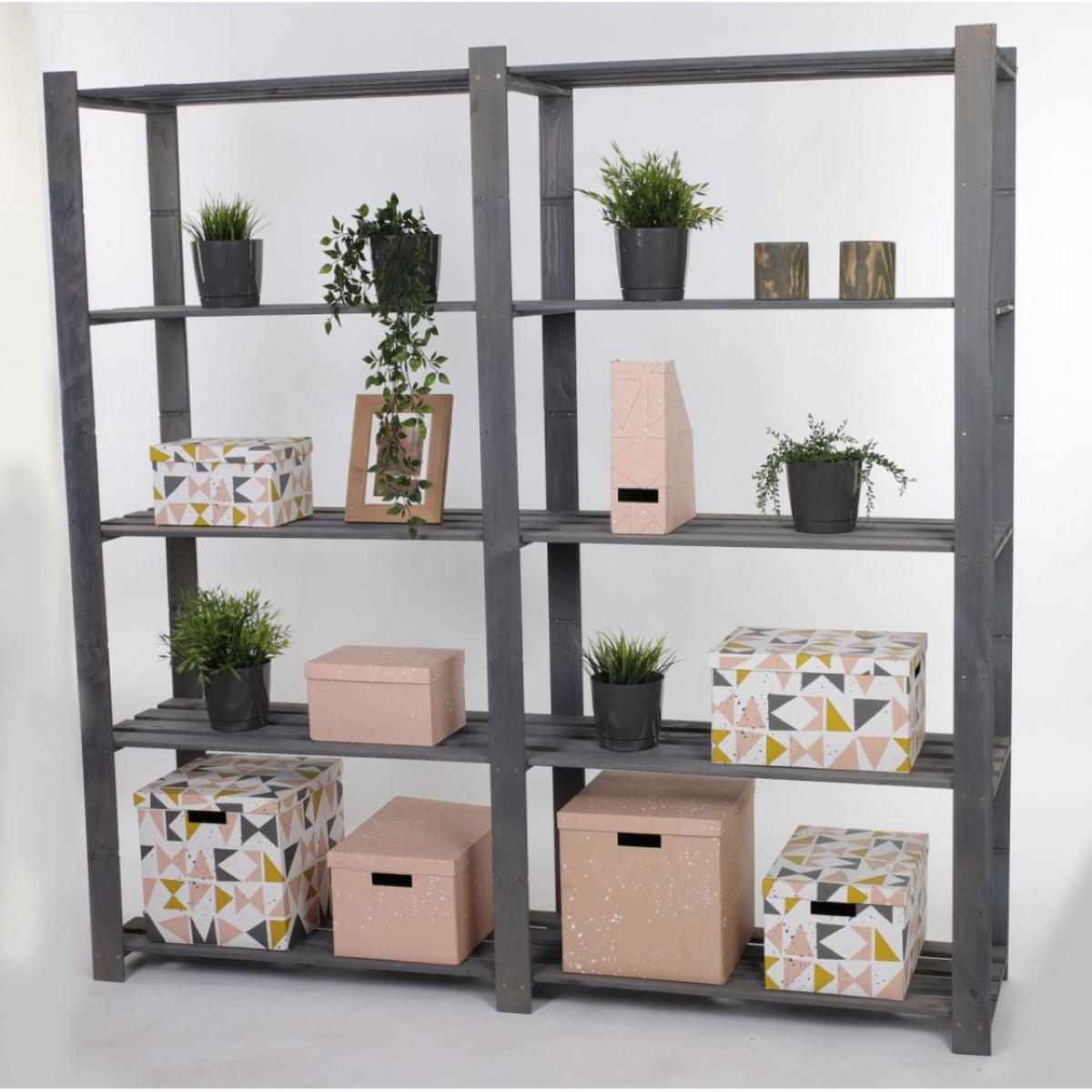 HOLZREGAL PINEPEAK 170x170x38cm 5 Fachboden 1,2cm dickes Kiefernholz Grau - Grau, Holz (170/170/38cm) - PROREGAL