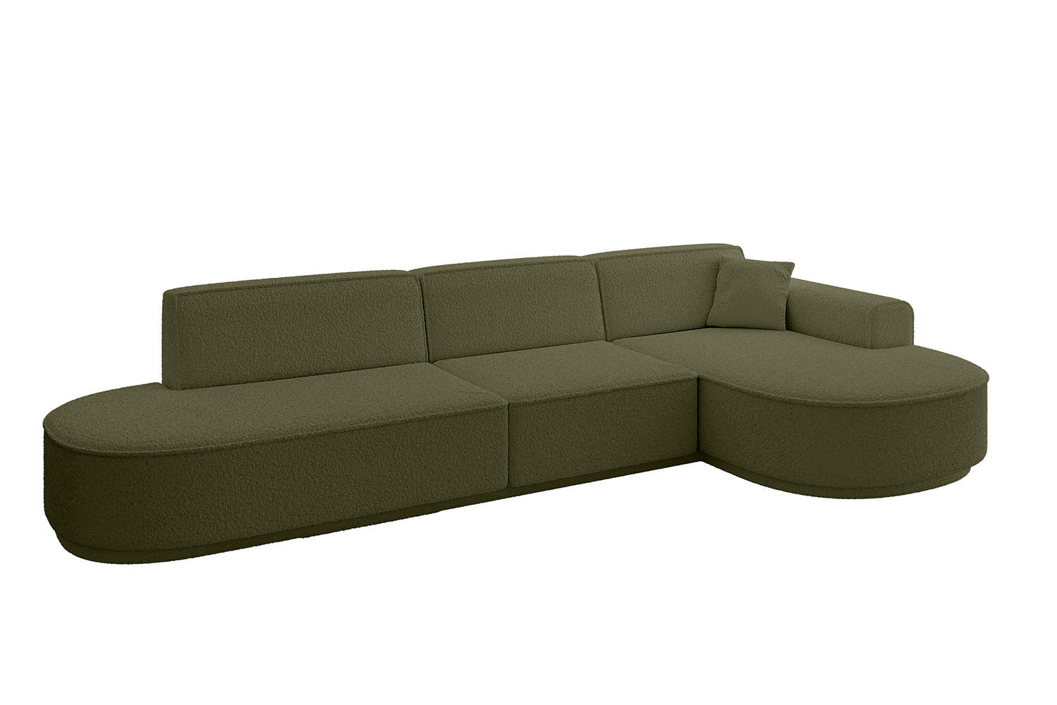 ECKSOFA Ottomane Rechts MARI-L2-v3 - 328x171x83 cm Grün Bouclé - Schwarz/Grün, Holzwerkstoff/Kunststoff (171/328cm) - ALTDECOR