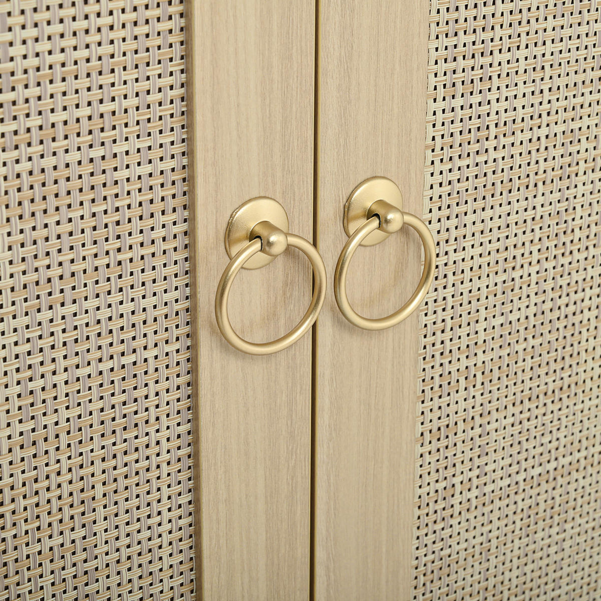 HIGHBOARD 80/180/40 cm Eichenholzfarbe aus MDF mit Rattantüren - Eichefarben, Holzwerkstoff (40/180/80cm) - OKMYHOME