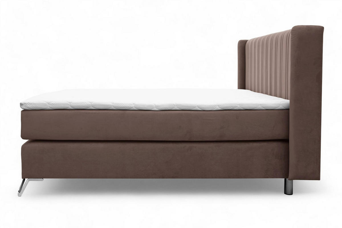 BOXSPRINGBETT Agnus - Dunkelbraun, Holzwerkstoff/Textil (120/200cm) - Fun Möbel