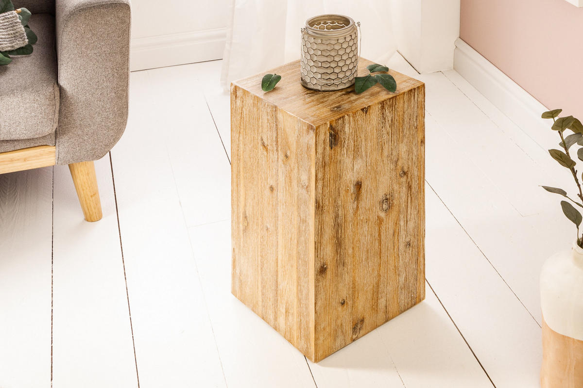 BEISTELLTISCH COLUMNA Akazie Natur 50 cm - Braun, Holz (26/26/50cm) - riess-ambiente