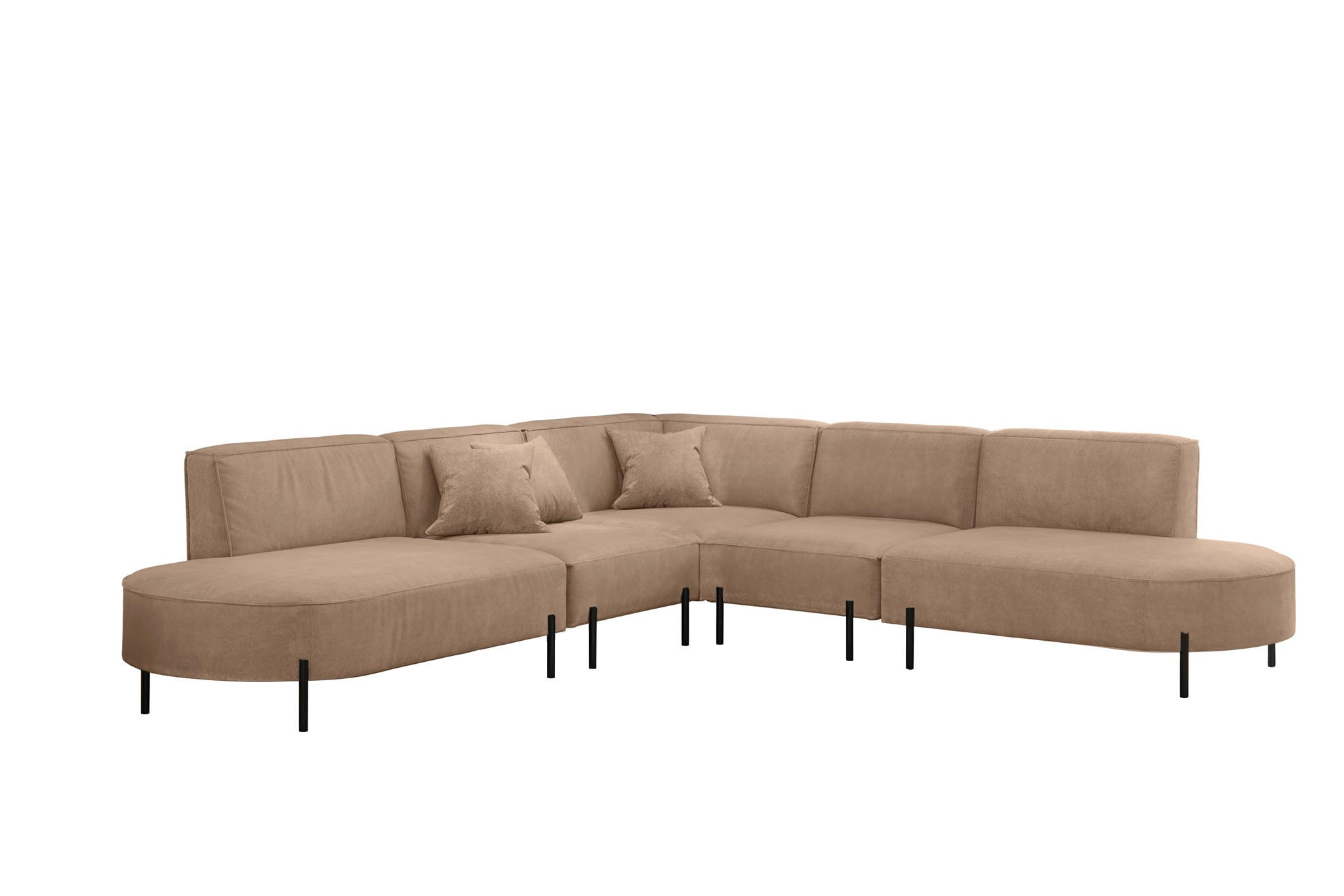 ECKSOFA Valencia - Beige, Holzwerkstoff/Textil (303/303cm) - Fun Möbel