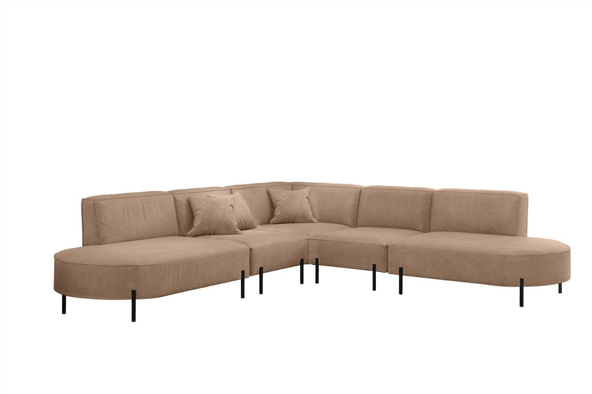ECKSOFA Valencia - Beige, Holzwerkstoff/Textil (303/303cm) - Fun Möbel