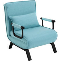 SCHLAFSESSEL 3 in 1, mit Verstellbarer Rückenlehne, Leinen Blau - Blau/Schwarz, Textil/Metall (65/78/75cm) - Woltu