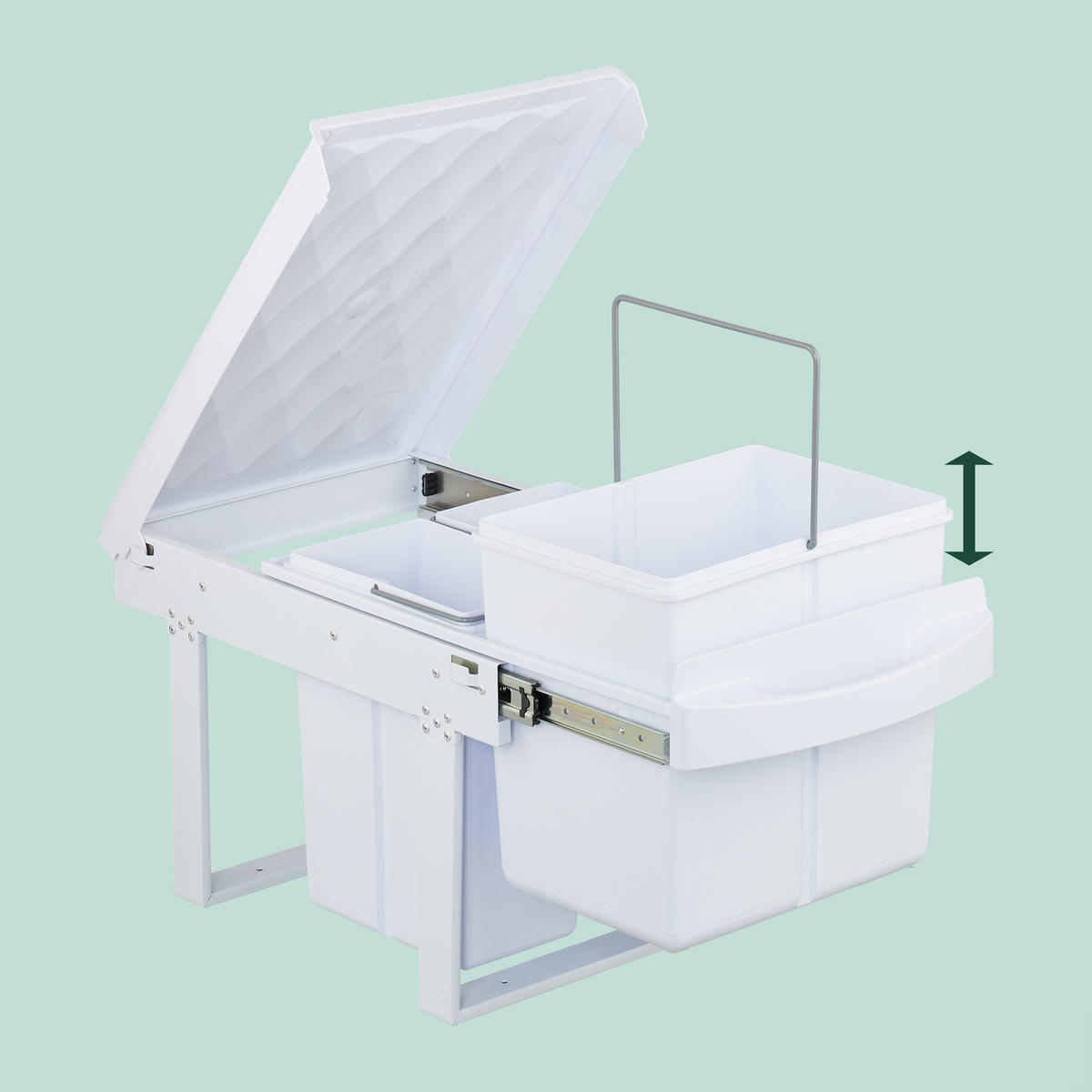 COȘ Alb încorporabil culisant 2x 20 l - alb, material plastic/metal (34/41.3/51.8cm) - Relaxdays