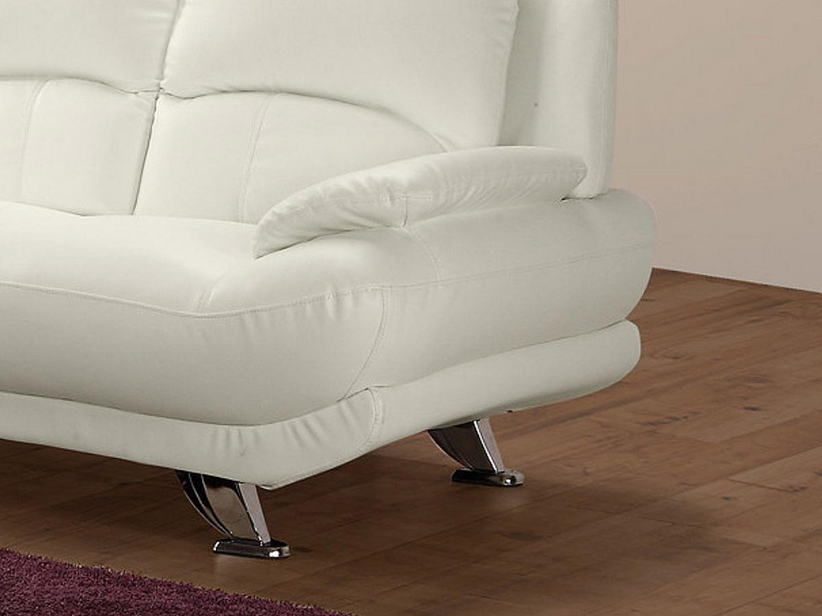 SOFA ohne Schlafmöglichkeit - -Sitzer - Kunstleder - Elfenbeinfarben - - Weiß, Leder (200/89/91cm) - Vente-Unique