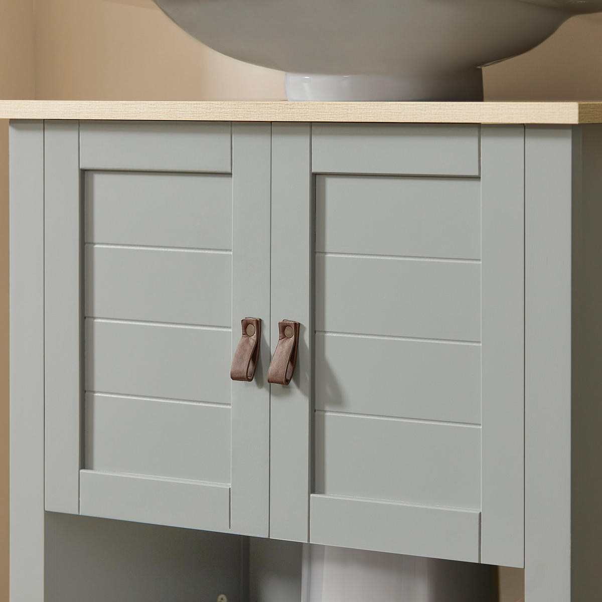 WASCHBECKENUNTERSCHRANK Grau - Grau, Holzwerkstoff (60/60/30cm) - SoBuy