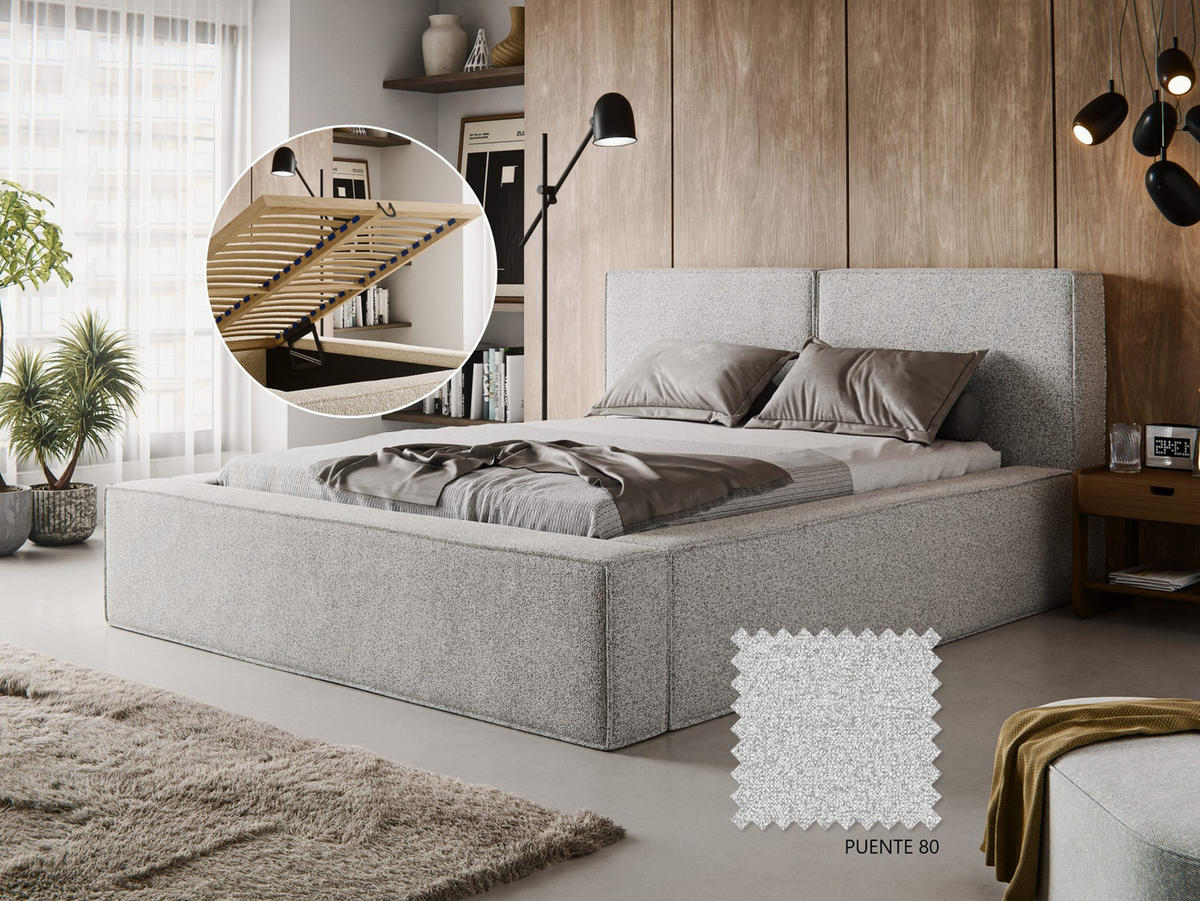 POLSTERBETT Lesti 140x200 cm, Hellgrau - Hellgrau, Textil (140/200cm) - Fedve