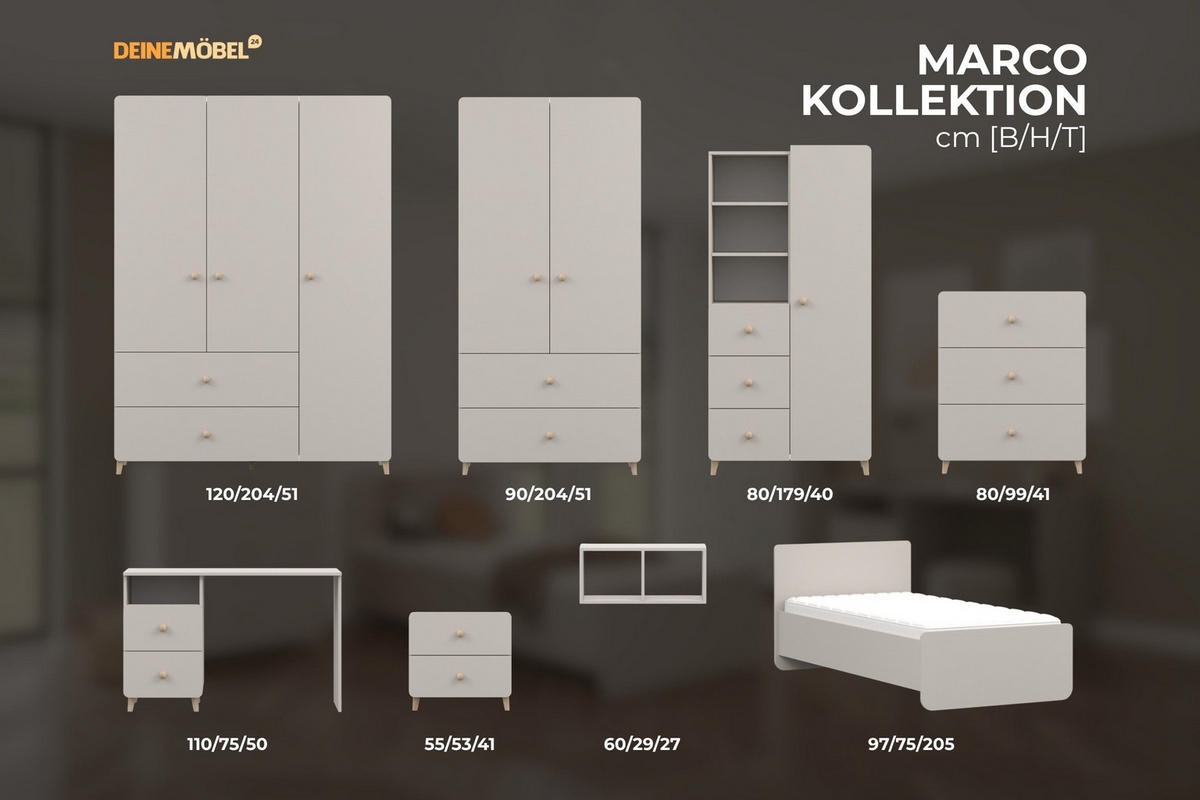 JUGENDBETT MARCO 06 90/200 cm in Kaschmir - Kaschmir, Holzwerkstoff (90/200cm) - Deine Möbel 24