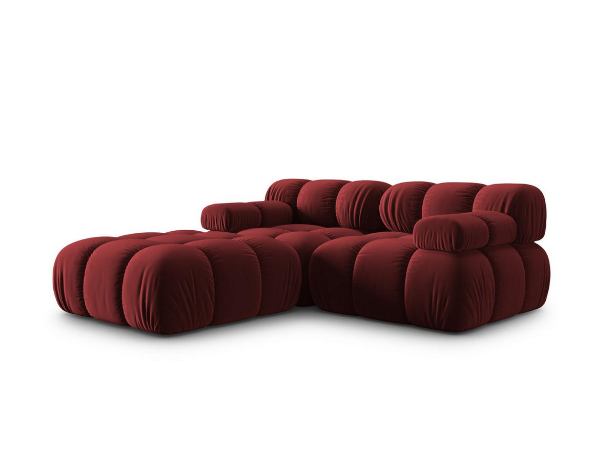 MODULARES-SOFA Bellis aus Samt dunkelrot 3 Sitzplätze - Dunkelrot, Textil (188/63/188cm) - Micadoni