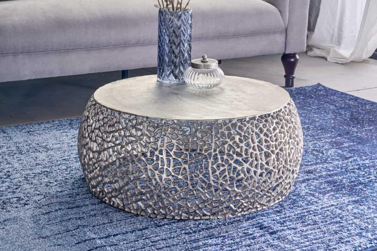 COUCHTISCH ABSTRACT LEAF rund Silber 73cm - Silberfarben, Metall (73/73/31cm) - riess-ambiente