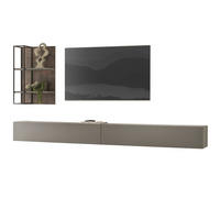WOHNWAND Thermo Eiche, grau, Wohnkombination 3-teilig 304 x 170 cm - Eichefarben/Grau, Holzwerkstoff (304/170/30cm) - Furn.Design