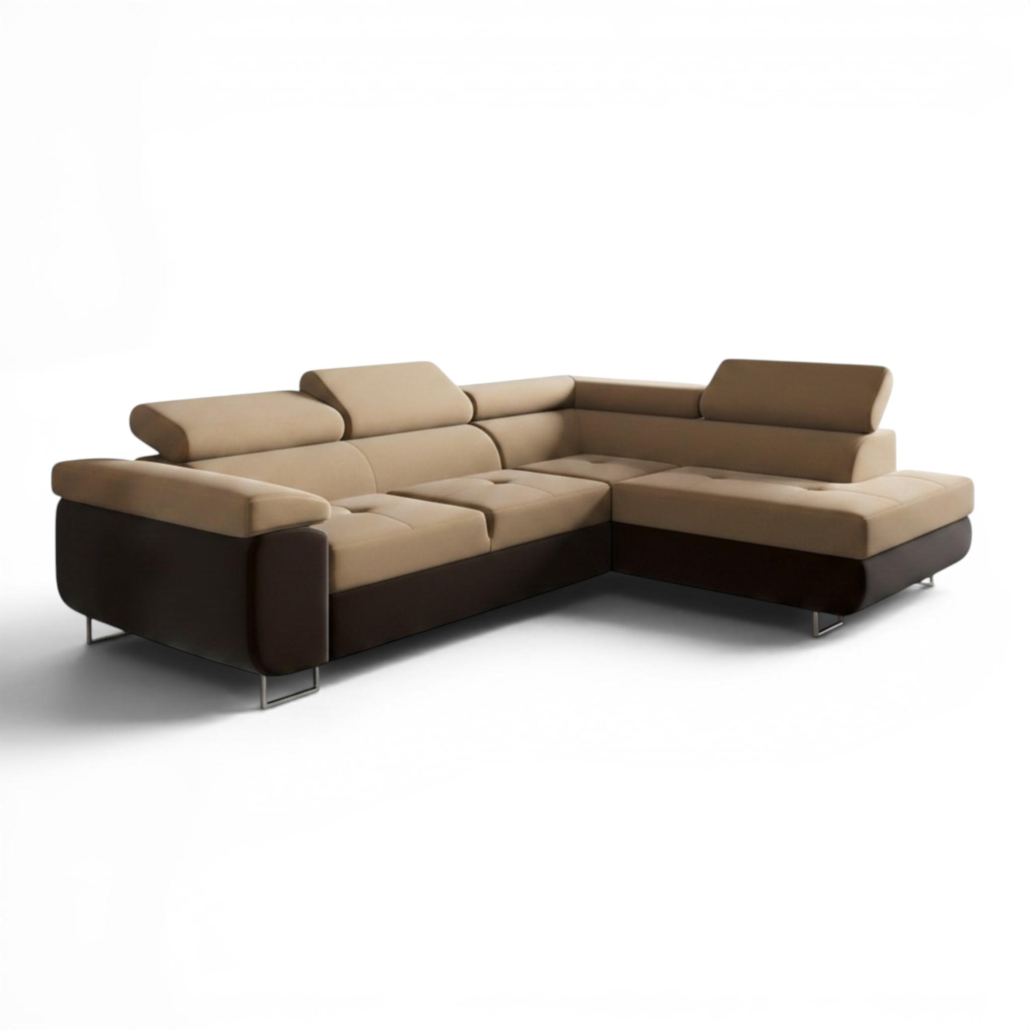ECKSOFA Jade Mit Schlaffunktion - Dunkelbraun, Holzwerkstoff/Textil (275/202cm) - Fun Möbel