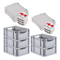 EUROBOX 5x Nextgen Economy Mit Scharnierdeckel Grau/Rot Griffe Offen 16 Liter - Rot, Kunststoff (30/17/40cm) - PROREGAL