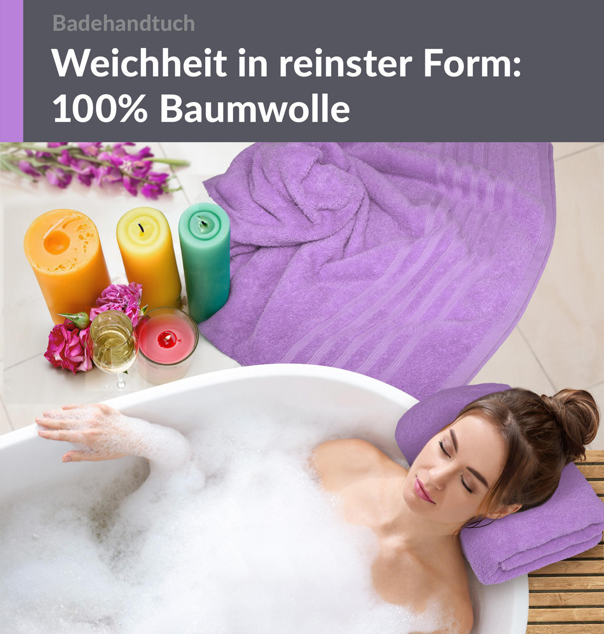 BADETUCH London Flieder Lila 2er Set 100x150 - Flieder, Textil (100/150cm) - Lashuma