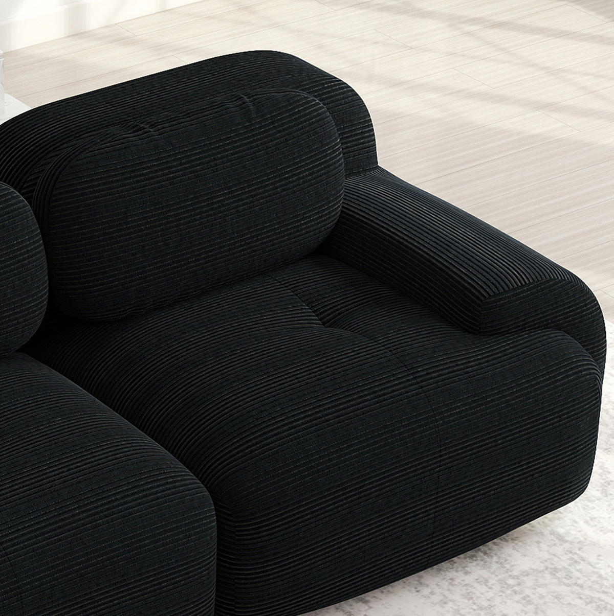 ECKSOFA 104/103/75 cm schwarz aus Cordstoff modular ohne Montage - Schwarz, Textil (103/104cm) - OKWISH