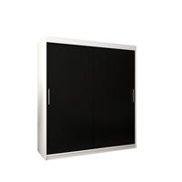 SCHWEBETÜRENSCHRANK 200/180/62 2-türig - Silberfarben/Schwarz, Holz/Kunststoff (180/200/62cm) - Abiks Möbel