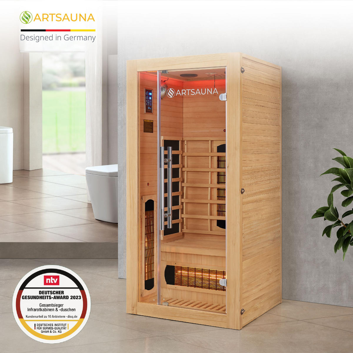 INFRAROTKABINE Kiruna90 mit Dual Technologie - Naturfarben, Holz (90/190/90cm) - Artsauna