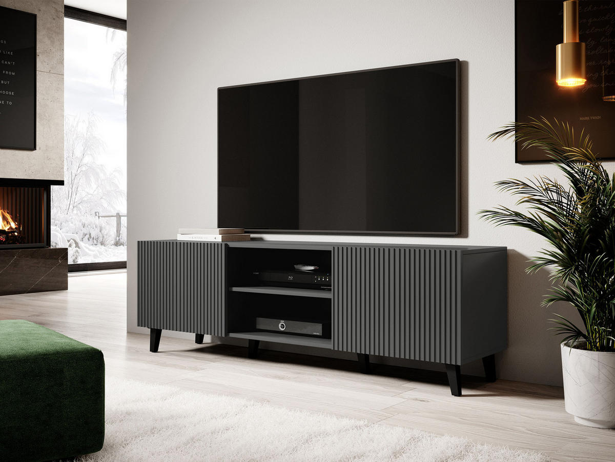 TV-ELEMENT Vamos Grey 150 - Anthrazit/Schwarz, Holzwerkstoff/Kunststoff (150/53/42cm) - MIRJAN24