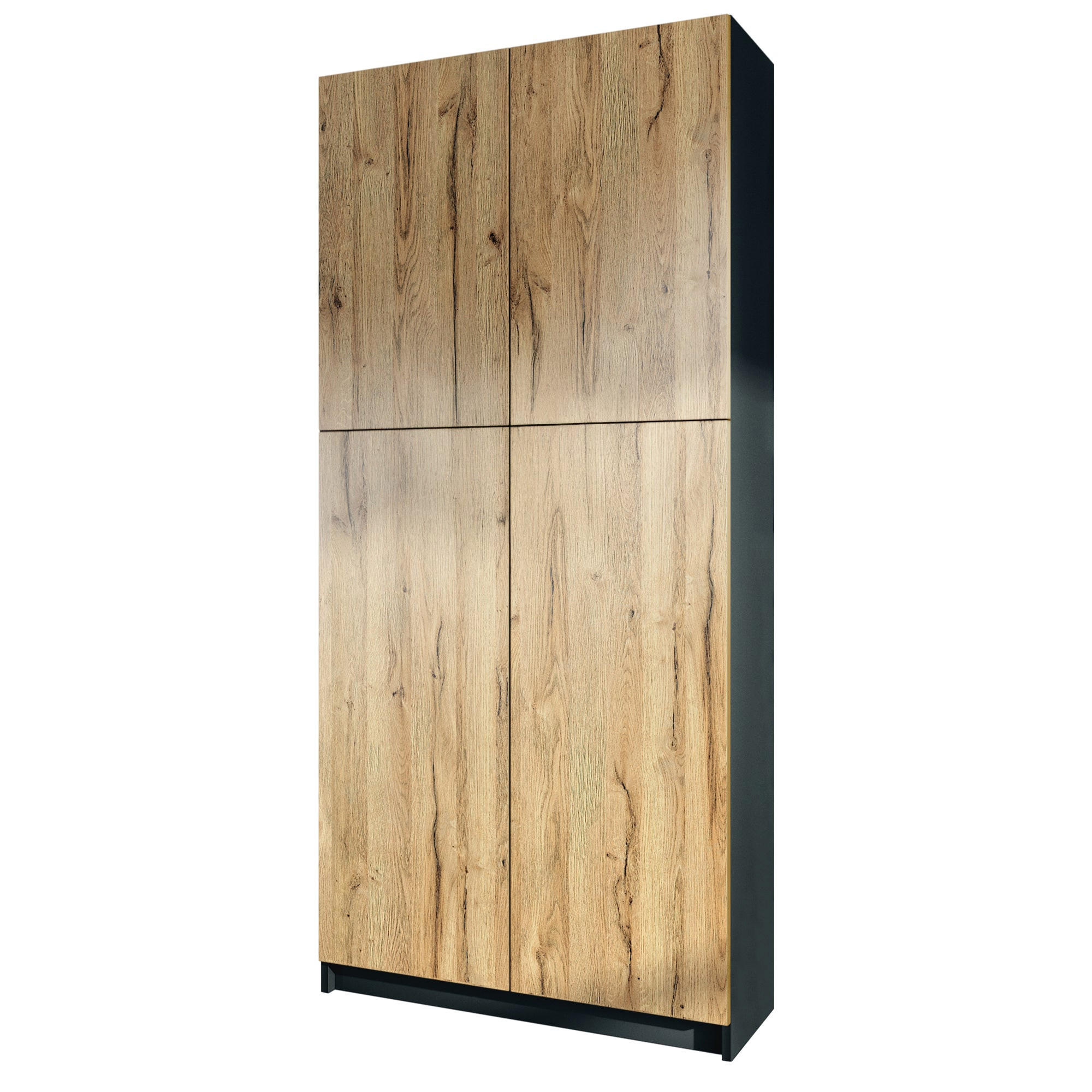 AKTENSCHRANK Elona M1, Büroschrank mit Soft-Close & Push-to-Open, Schwarz/Eiche Natur (82 x 184 x 37 cm) - Eiche Wotan, Holzwerkstoff (82/184/37cm) - InnoFurn
