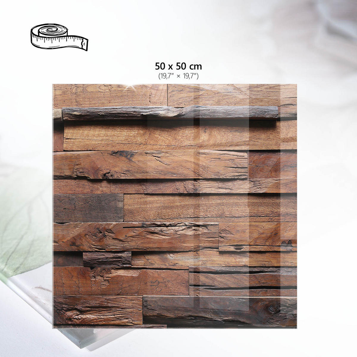 TISCHPLATTE 50x50 cm – Rustikales Holz - Schwarz, Glas (50/50/0.4cm) - Wallfluent