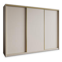 SCHWEBETÜRENSCHRANK NISSE 250/205/60 cm 3-türig mit Schubladen Kaschmir - Kaschmir/Goldfarben, Holzwerkstoff (250/205/60cm) - MASSENO