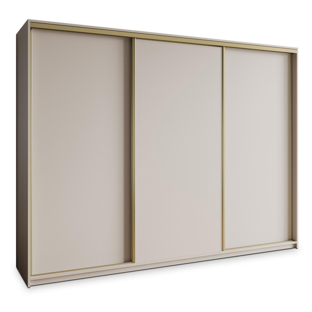 SCHWEBETÜRENSCHRANK NISSE 250/205/60 cm 3-türig mit Schubladen Kaschmir - Kaschmir/Goldfarben, Holzwerkstoff (250/205/60cm) - MASSENO