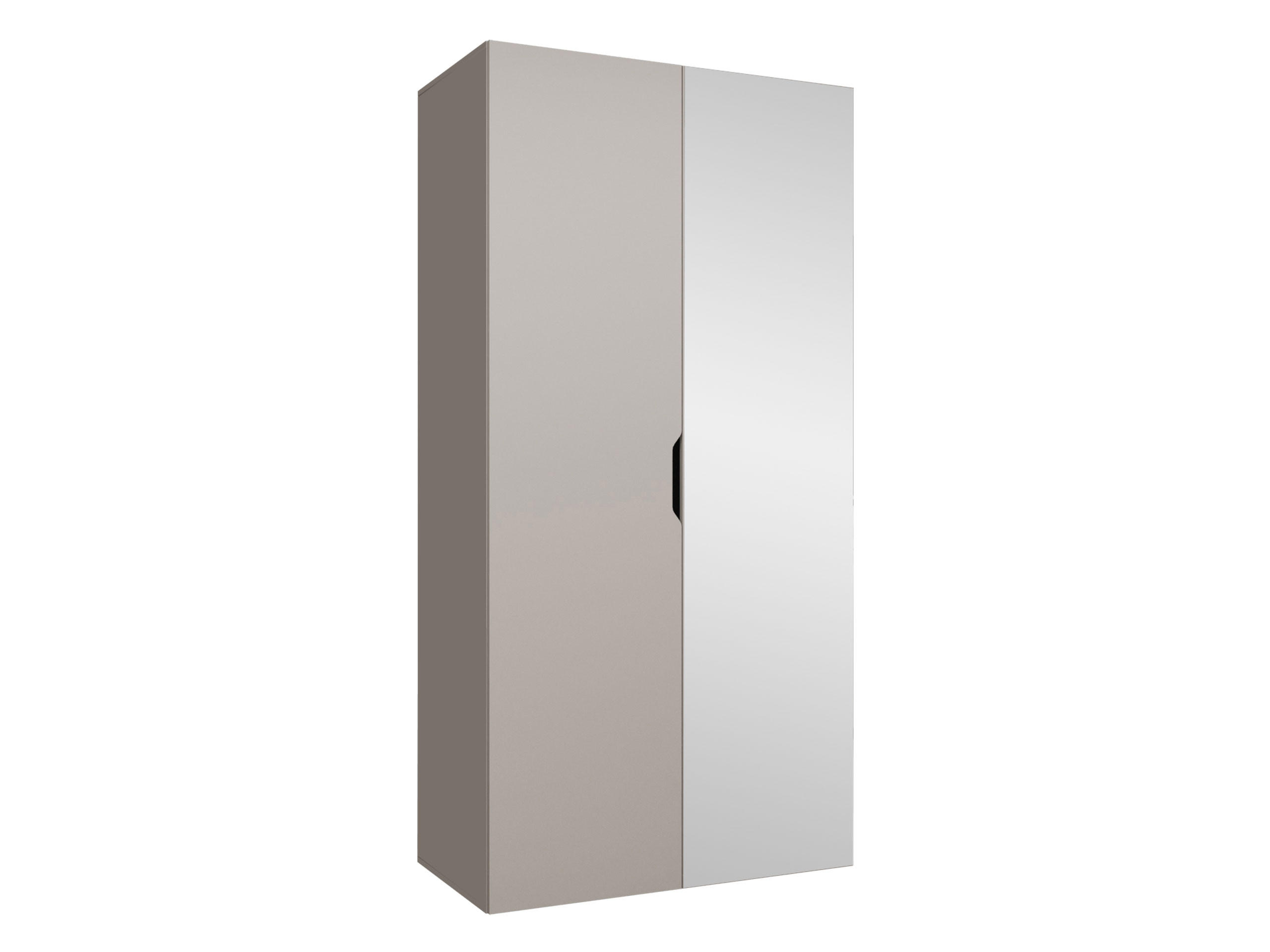 DREHTÜRENSCHRANK Malaga 100 mit Frontspiegel - Kaschmir, Holzwerkstoff (100/202/52cm) - MIRJAN24