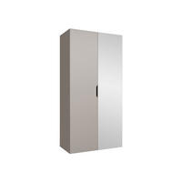 DREHTÜRENSCHRANK Malaga 100 mit Frontspiegel - Kaschmir, Holzwerkstoff (100/202/52cm) - MIRJAN24