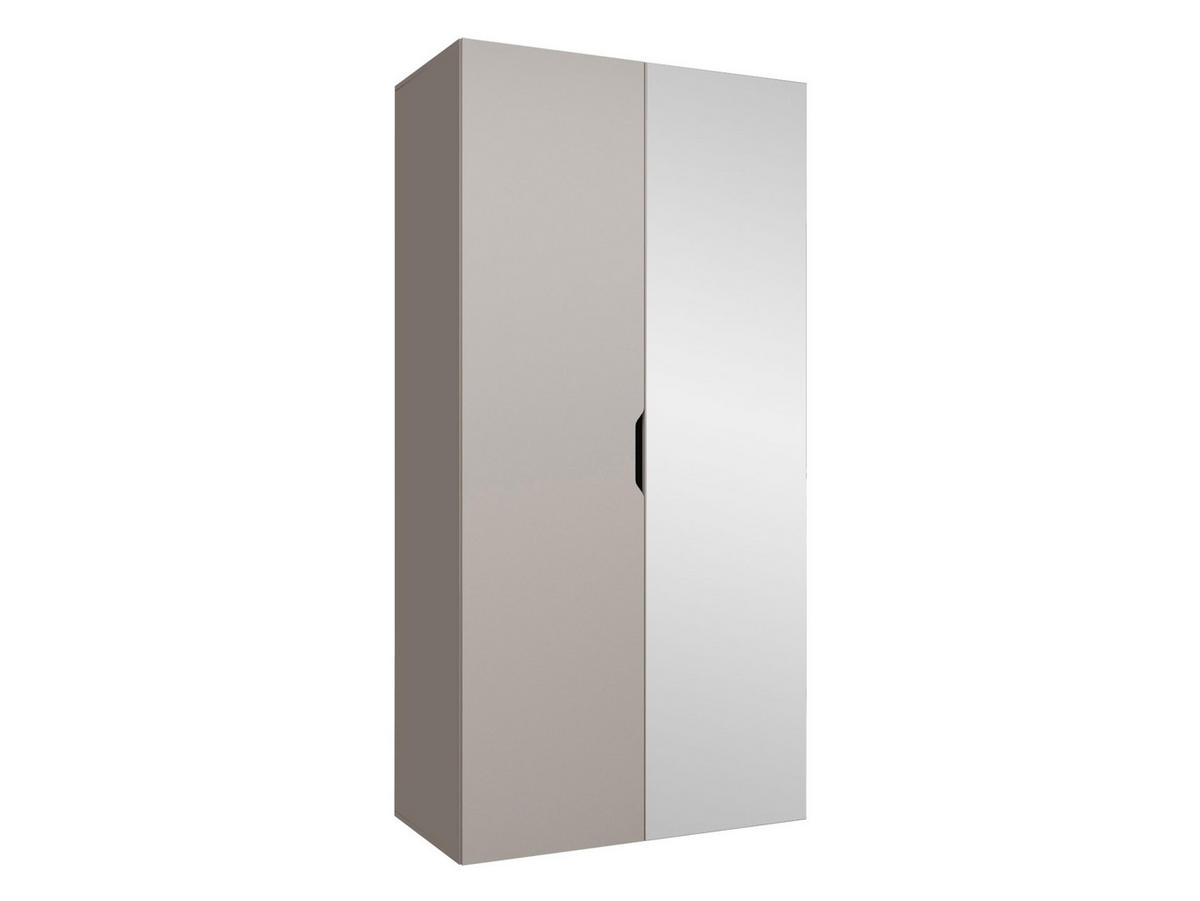 DREHTÜRENSCHRANK Malaga 100 mit Frontspiegel - Kaschmir, Holzwerkstoff (100/202/52cm) - MIRJAN24