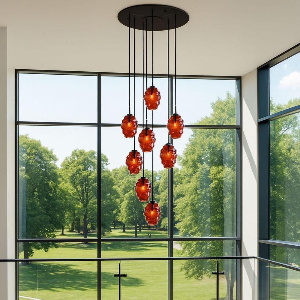 GALERIELEUCHTE Echos 8-flammig Rauch Ø 18cm - Anthrazit/Weiß, Glas (18/18/20cm) - s.luce