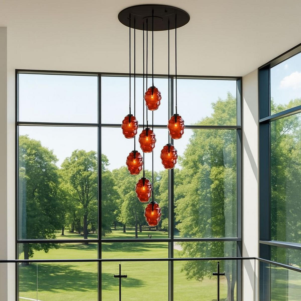 GALERIELEUCHTE Echos 8-flammig Rauch Ø 18cm - Anthrazit/Schwarz, Glas (18/18/20cm) - s.luce