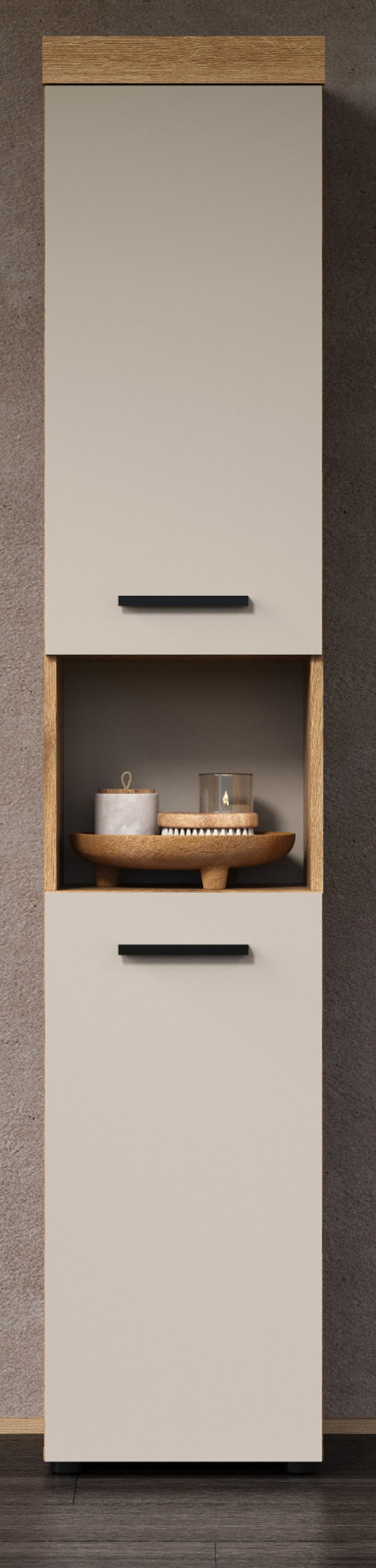 HOCHSCHRANK Kaschmir, Evoke Eiche 36 x 184 cm, Badschrank mit viel Stauraum - Kaschmir/Eichefarben, Holzwerkstoff/Kunststoff (30/185/30cm) - Top.Furn