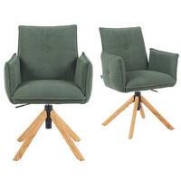 BÜROSTUHL Mika-Leya - Honigeiche/Grün, Eichenholz/Holz (60/89/63cm) - DUBI Möbel