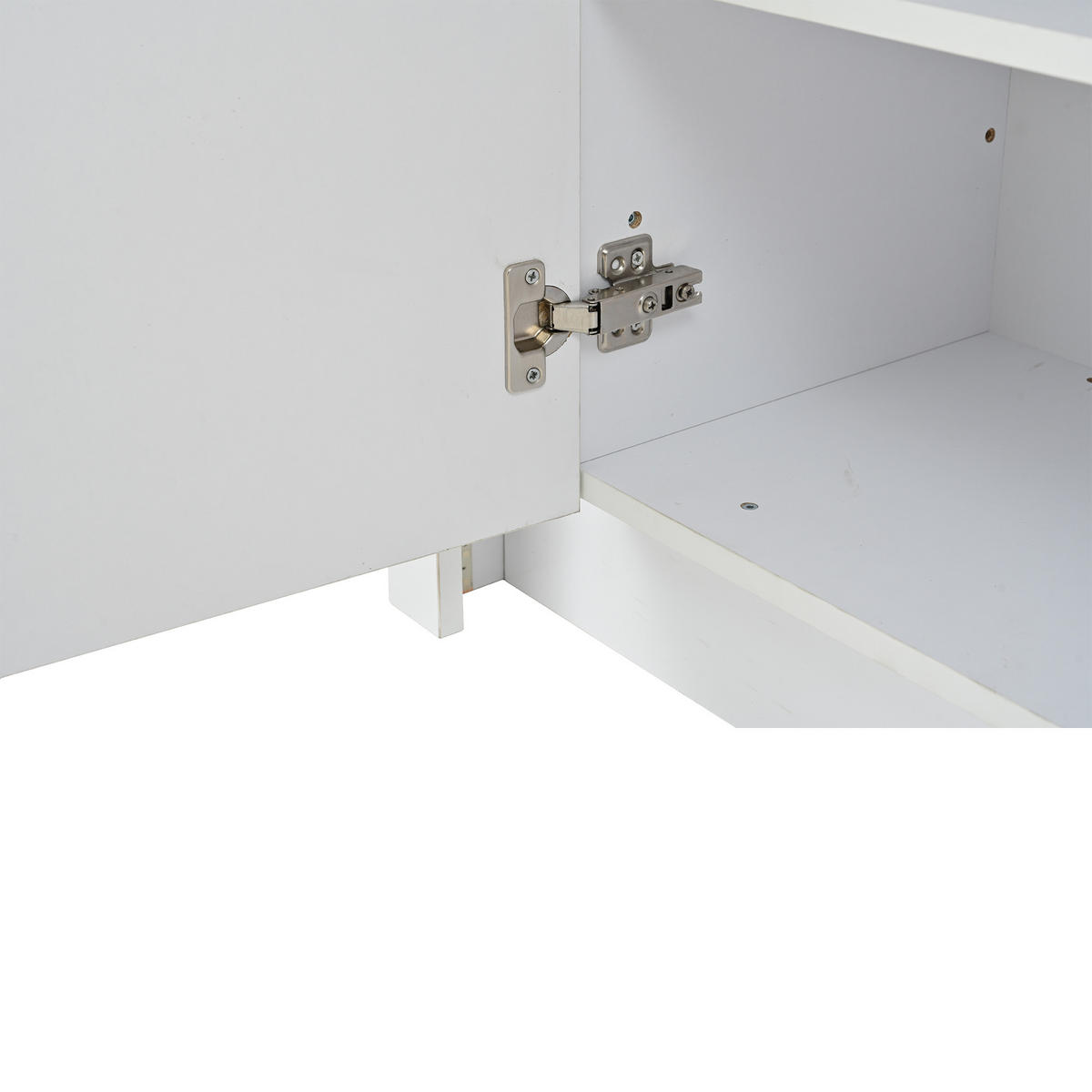 SIDEBOARD in Weiß Sideboard Kommode mit LED, verstellbaren Einlegeböden für Wohn- & Schlafzimmer, B140/T35/H72cm - Weiß, Holzwerkstoff/Metall (140/72/35cm) - STILVORA