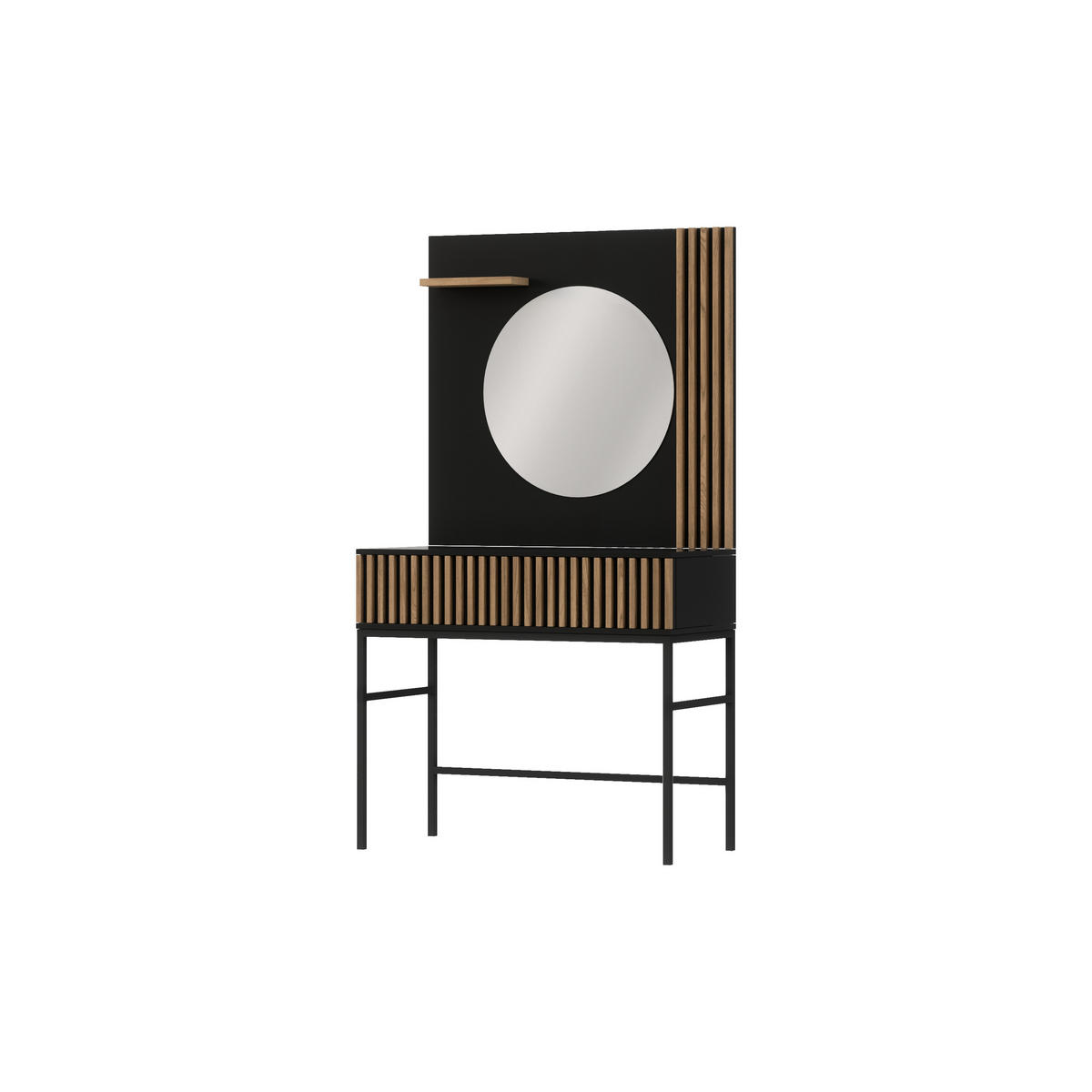 KONSOLETISCH - Konsole/ Schminktisch Meteor (Schwarz + Artisan) - Schwarz, Holzwerkstoff/Metall (60/85/155cm) - Möblo