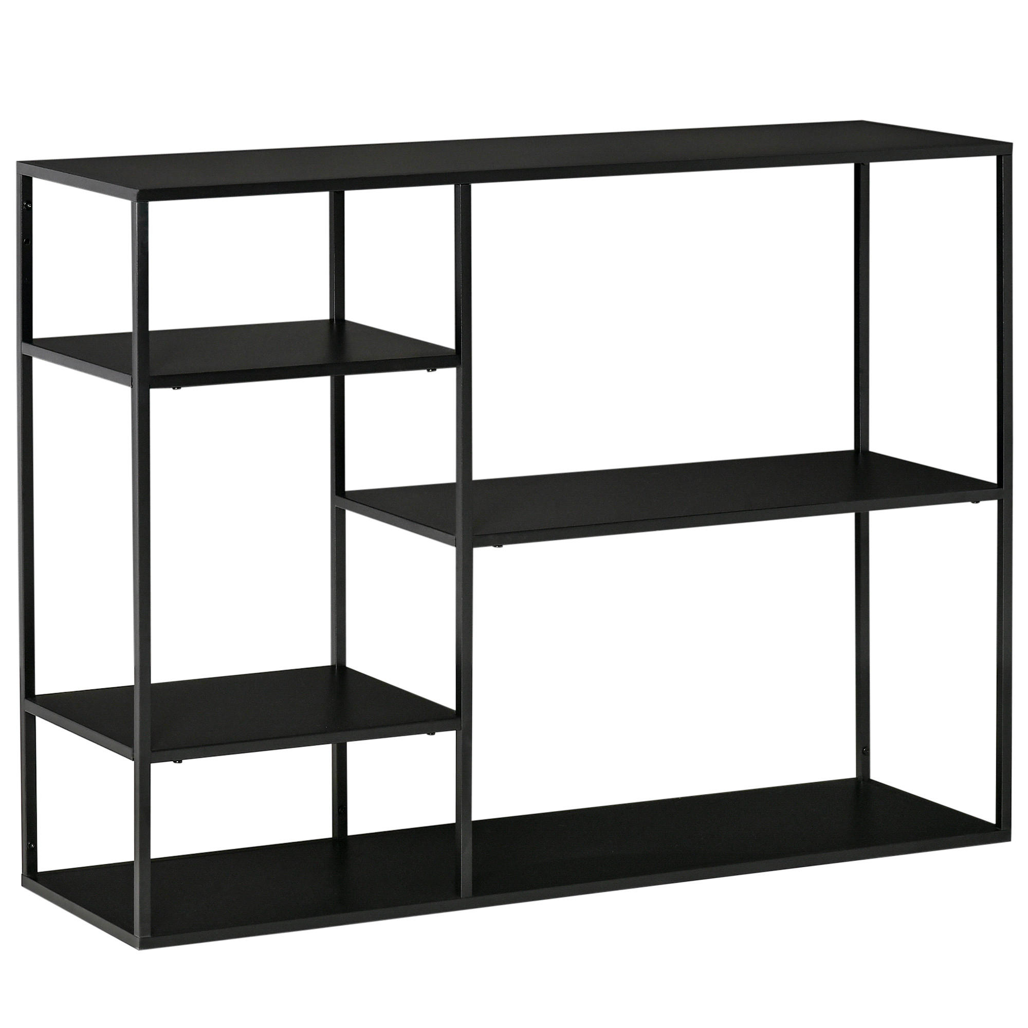 STANDREGAL, Bücherregal, Schwarz - Schwarz, Metall (35/87.5/120cm) - HOMCOM