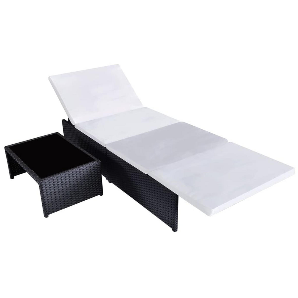 OUTDOOR-LEHNSTÜHLE 2 Stk. mit Tisch Schwarz Poly-Rattan - Schwarz, Holz (65/69/190cm) - furnicato