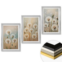 WANDBILDER 3er Set - 40x60 cm Silberner Rahmen - Pastellfarbene Löwenzahnblüten - Silberfarben, Kunststoff (40/60cm) - ArtPrintCave