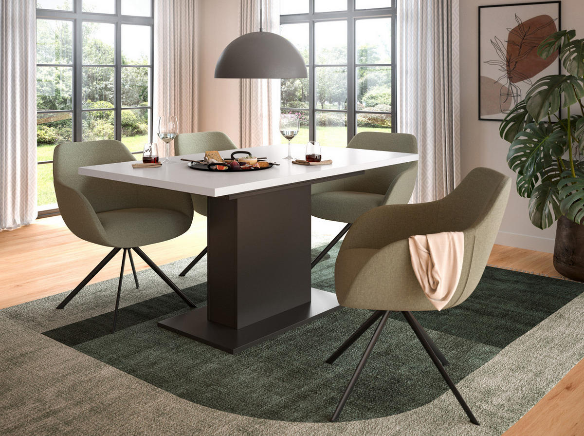 ESSTISCH weiß, grau, Küchentisch ausziehbar 150 - 190 cm - Weiß/Grau, Holzwerkstoff/Metall (150/90/76cm) - Inn.Furn