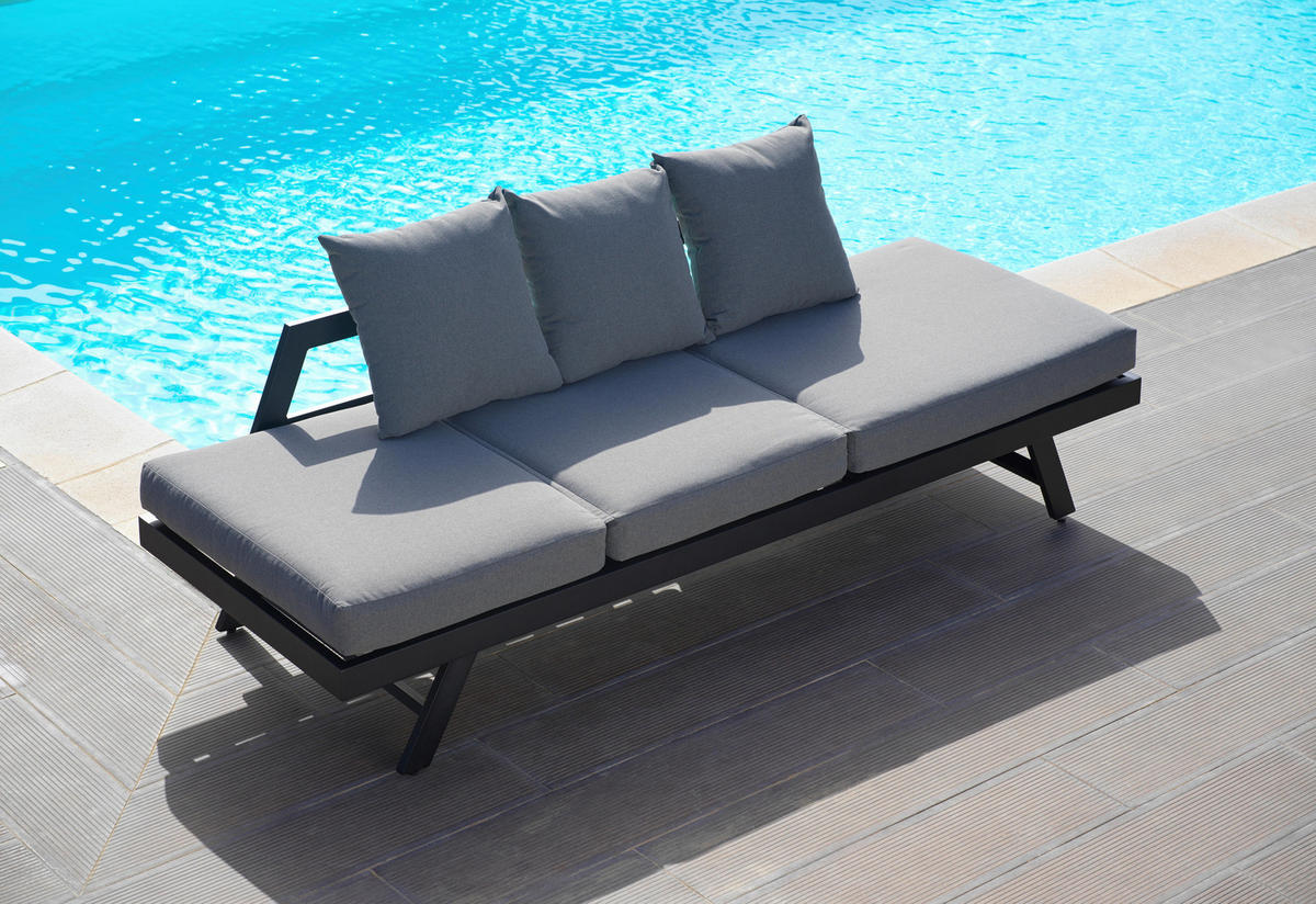 RELAXLIEGE Ilva Blue Dunkelgrau Outdoorstoff/Metall - Dunkelgrau, Metall (1/61/210cm)