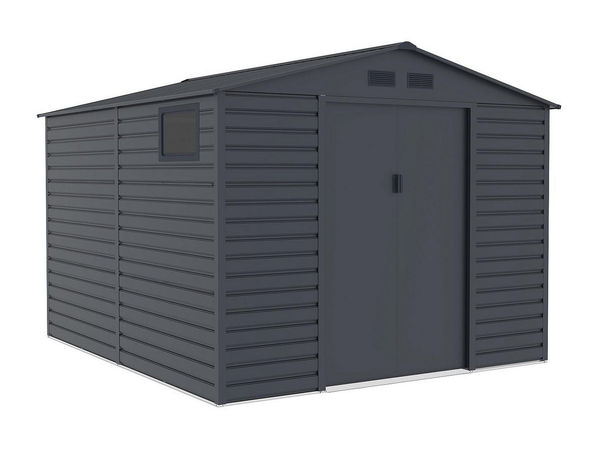 SCHREBERGARTENHAUS - 267 cm x 309 cm - metall - anthrazitgrau Adelmo - Anthrazit, Metall (267/221/309cm) - Vente-Unique