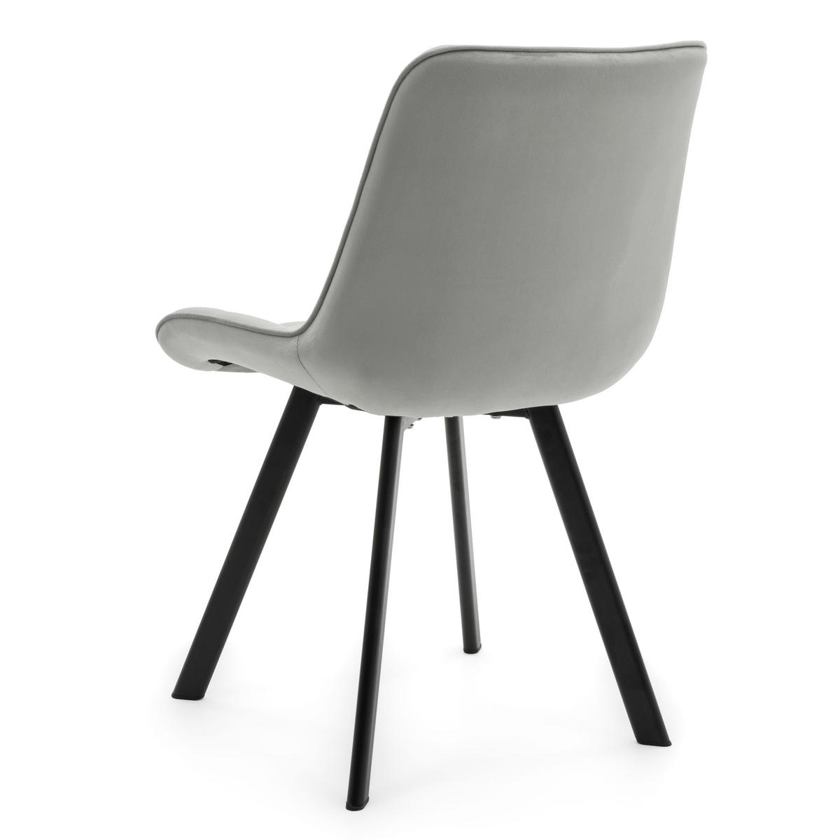 STUHL TORI gepolsterter mit Steppung - hellgrau - Samt Velour - Hellgrau/Schwarz, Textil/Metall (53/86/60cm) - NEW HOME