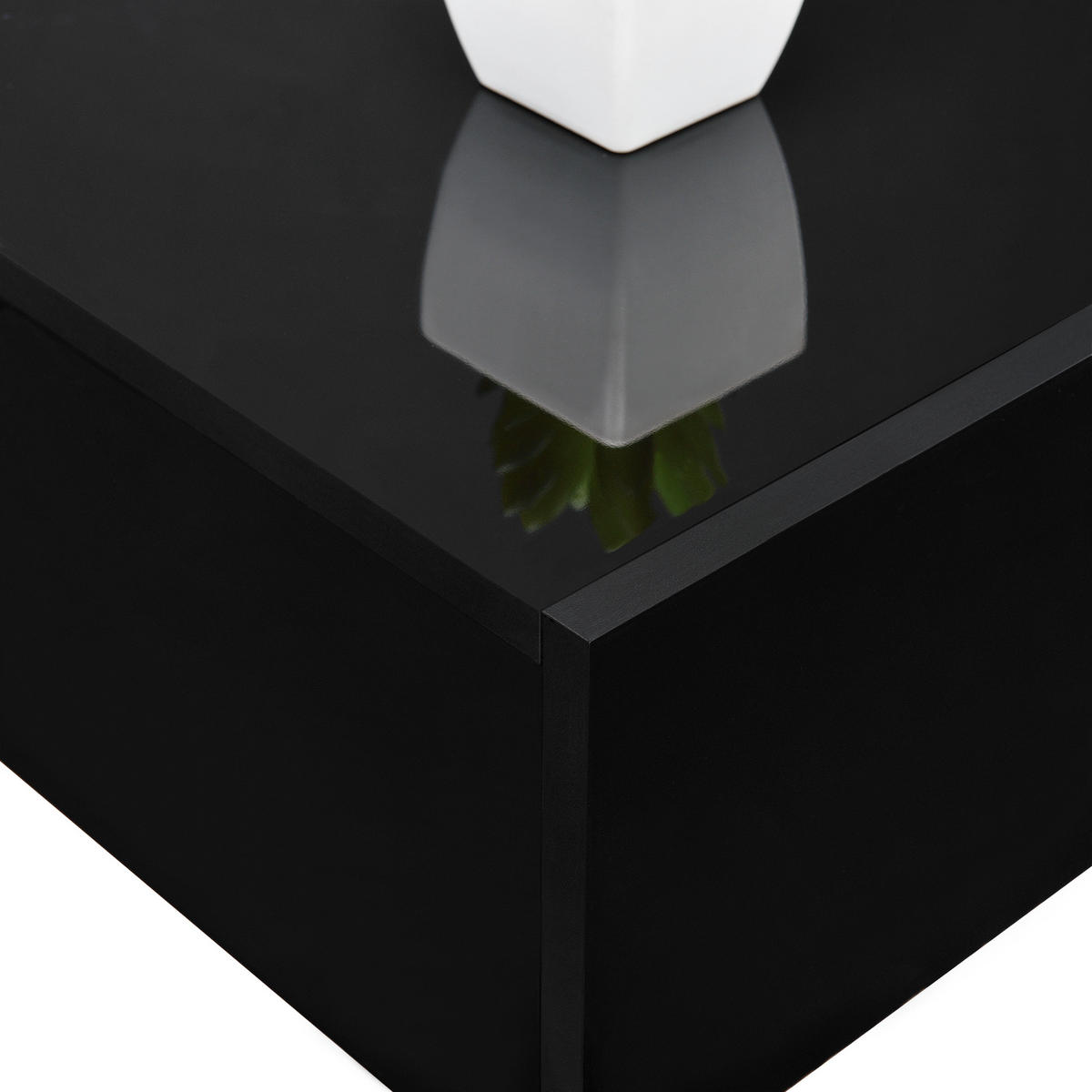 NÁSTĚNNÁ POLICE Oslo - vysoce lesklá černá, kompozitní dřevo (46/15/30cm) - [en.casa]