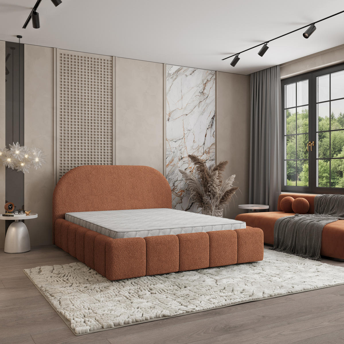 POLSTERBETT FLUSSO 180x200 cm mit Bettkästen - Kupferfarben - Kupferfarben, Holz (180/200cm) - MASSENO