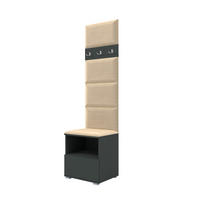GARDEROBEN-SET Nela IV mit gepolsterten Paneelen 50/187/40 - Beige/Silberfarben, Holzwerkstoff/Kunststoff (50/187/40cm)