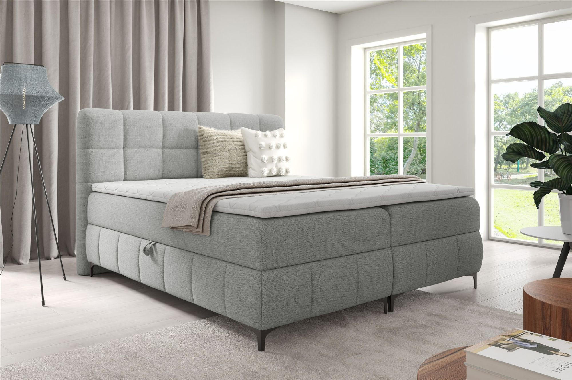 BOXBETT Sophie In Aragon - Hellgrau, Holzwerkstoff/Textil (120/200cm) - Fun Möbel